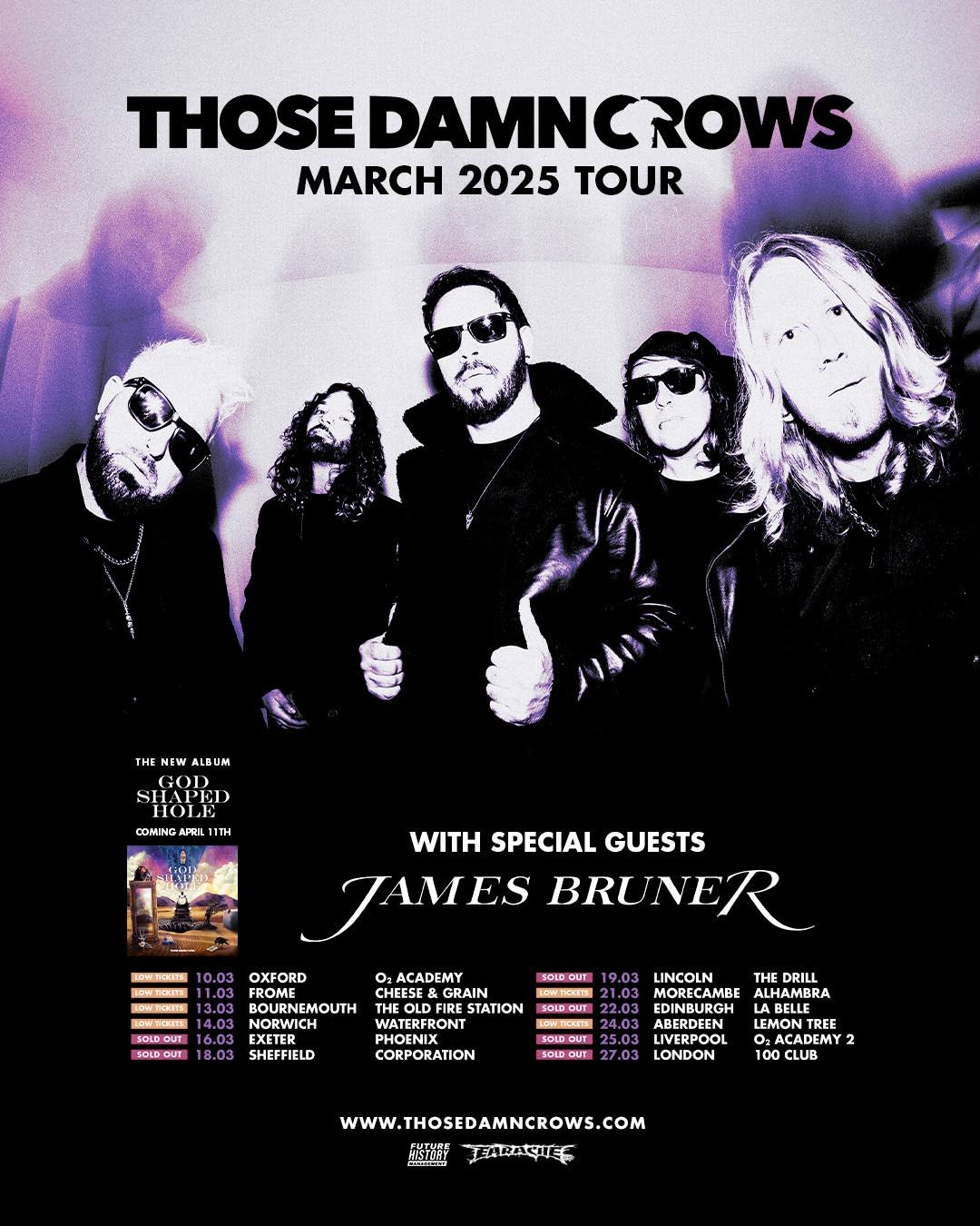 Those Damn Crows / James Bruner tour dates 2025